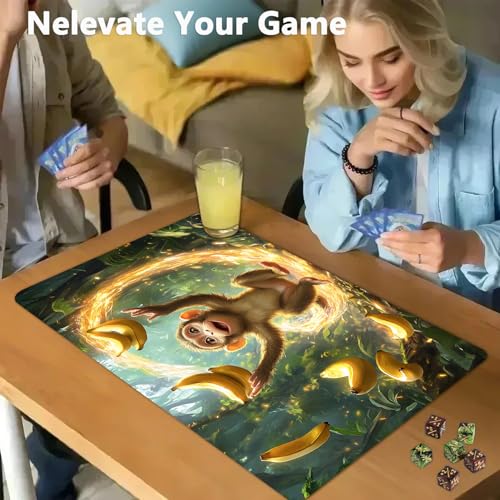 for MTG Game Playmat - 24 x 14 inches with Dices and Storage Bags, Non-Slip Base for TCG and Board Game Card Mats, Trading Card Games Mat, Monkey Playing with Bananas Collectible Card Playmats - color: Jv-playmat-p7-1-g191