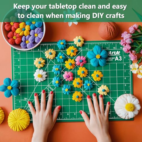 ArtAt A3 Self Healing Cutting Mat 12''x18'' 5 pack | Double-Sided 5-Ply Craft Cutting Board with Grid ,Slip-Resistant Cutting Mat for Fabric,Quilting, Crafts & Hobbies(Green) - color: Green, size: 18"L x 12"W(5pcs)