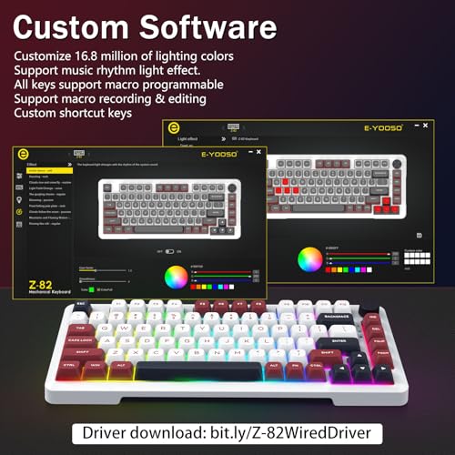 E-YOOSO 75% Wired Mechanical Gaming Keyboard, Creamy Sound, White/Red | Hot Swappable Pre-lubed Red Switches, Gasket Structure, Knob Control, Quiet Portable 75% Compact Custom for PC - color: White Red, Linear Switch
