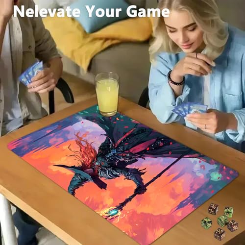for MTG Game Playmat - 24 x 14 inches with Dices and Storage Bags, Non-Slip Base for TCG and Board Game Card Mats, Trading Card Games Mat, Mage Anime Pattern Collectible Card Playmats - color: Jv-playmat-p7-1-g189