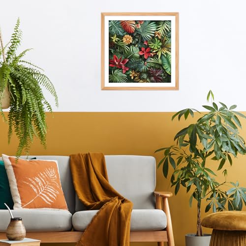 Jigsaw Puzzles for Adults 1000 Pieces, FernLeaf | Tropical Rainforest Jungle with Plants Floral, Challenging Art Puzzle, Square 24x24 Inches - color: Fernleaf
