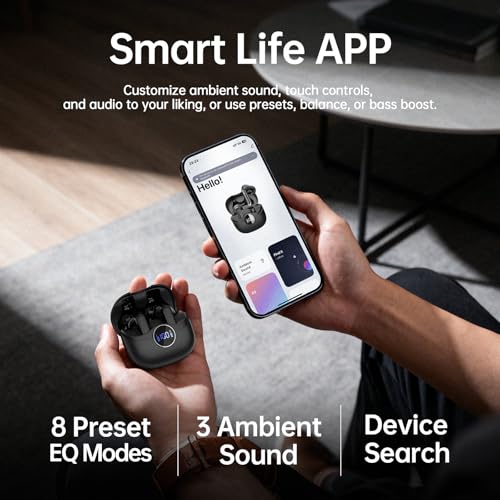 Adaptive Hybrid Active Noise Canceling 2026 Wireless Earbuds, 6 Mics ENC Clear Call Ear Buds, Hi-Res Audio Deep Bass Bluetooth 5.4 Headphones, 40H Playtime, Wireless Charging, LED, USB-C, Black - color: Deep Black