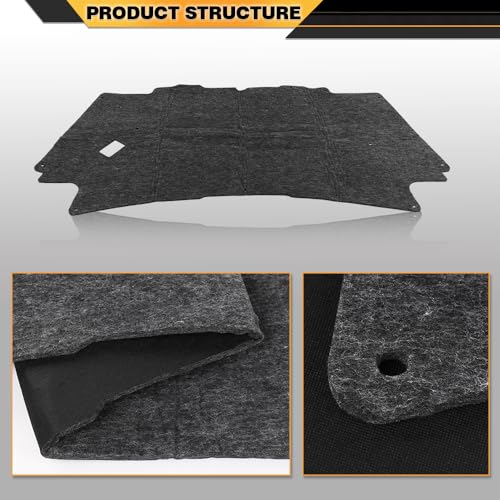 CNNELL Hood Insulation Pad with Clips Compatible with Dodge Ram 2002-2008 DMT Black - style: 2002-2008 Ram 1500 Only