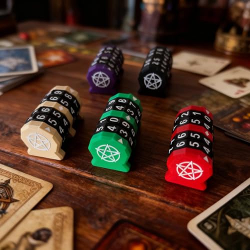 MTG Life Counter, Board Game Life Counter, 4-Digit Wheel Trackers for 0-9999 Single Player and 0-99 Dual Player Modes, Clear View Display for Card and Tabletop Games (Red) - color: Red