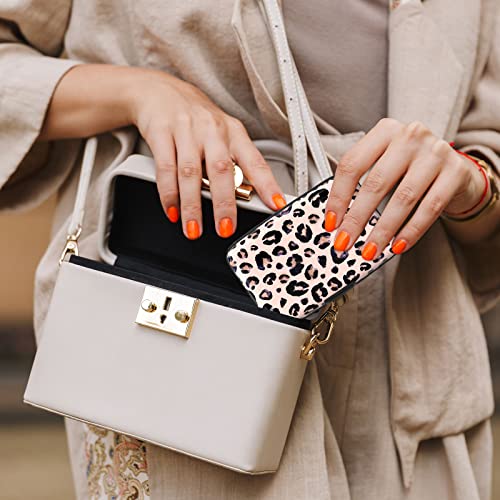 Credit Card Holder, Mini Aluminum Card Wallet RFID Blocking Slim Metal Hard Card Case for Women Men, Pink Leopard - color: Pink Leopard