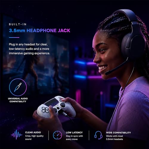 BEllTAYN Wireless Controller for PS5 with 3D Hall Effect Joysticks, Bluetooth 5.0 Connectivity, Dual Vibration, 6-Axis Motion Control, Design for Smooth and Comfortable Gaming Compatible with PS5 and Windows PC (Galaxy White) - color: Galaxy White