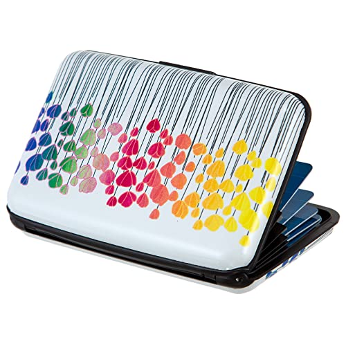 Credit Card Holder, Metal Card Wallet RFID Blocking Mini Slim Aluminum Business Hard Card Case for Women Men (Colorful Flowers) - color: Colorful Flowers