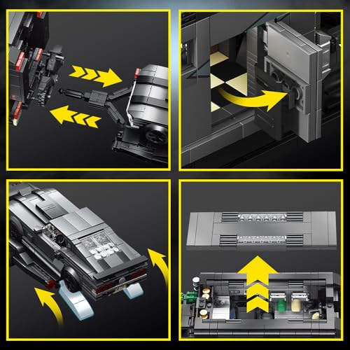 APAWR Black RV Car Building Blocks Toys Boys or Adults Kits,Rotatable Side Door & Quick-Release Roof, Liftable Tailgate Model Detailed Interior Furniture Building Set Raceing Car Model 2135 Pieces - color: Black