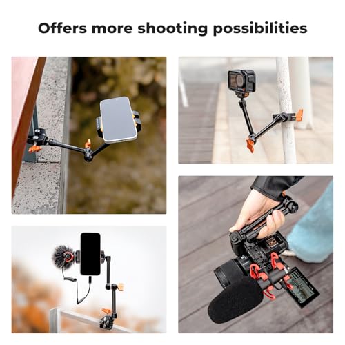 K&F CONCEPT 9.8" Magic Arm Clamp Kit with 1/4" & 3/8" Thread Screw | 360° Ball Heads Magic Arm with Tripod Mount Adapter for Gopro/LED Lights/Monitor/Flash/Microphone/DSLR Camera, MS32 - style: 9.8" with Adapter