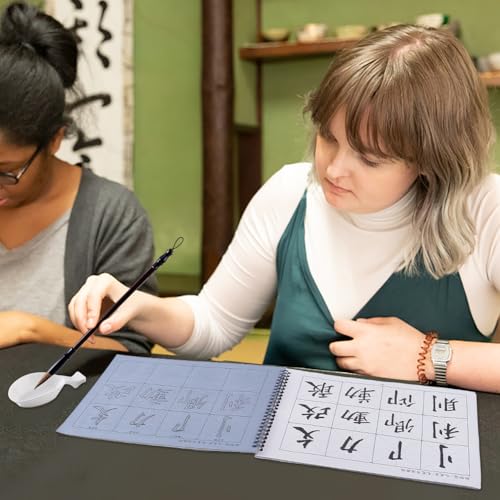 AHANDMAKER Chinese Water Writing Calligraphy Set Reusable Practice Book | Reusable Water Paper, No Ink Required, Chinese Characters Practice Book, For Home School