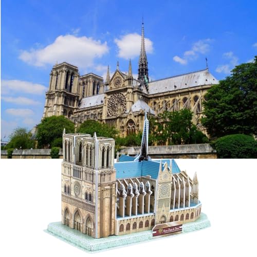 Architecture World Famous of 3D Puzzle.Build Your Own Collection of 17 Global Landmarks (Notre Dame, Colosseum) - Educational DIY Model Kit for Kids & Adults. (Notre Dame DE Paris) - color: Notre Dame De Paris