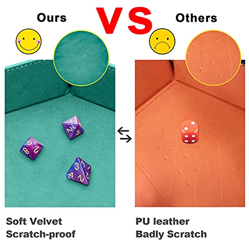 SIQUK 2 Pieces Dice Tray PU Leather Dice Trays Folding Hexagon Dice Holder Tray for Dice Games Like RPG, DND and Other Table Games (Cyan and Black) - color: Cyan and Black