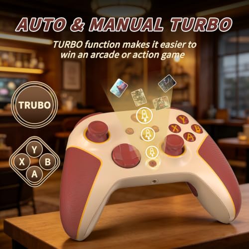 Wireless 2.4GHz Controller for Xbox One Controller with 7 Colors RGB Light,Compatible With Xbox Series S|X Consoles,Steam,PC,with 1000mAh Battery/Hall Effect Sticks/Turbo/Programmable/3.5mm Audio Jack - color: Beige Yellow