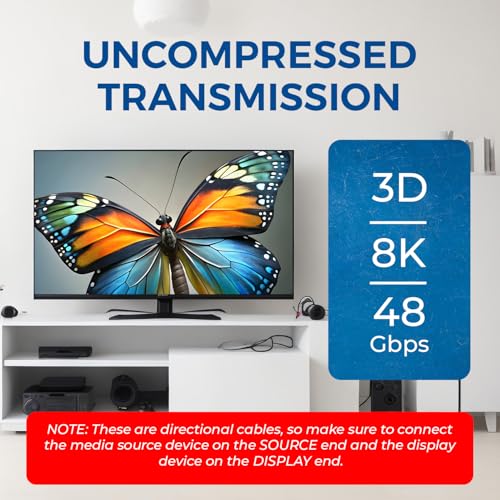 OREI 8K HDMI 2.1 Fiber Optic Cable 300ft - AOC, 48Gbps, 8K@60Hz, HDR10+, 3D - size: 300FT