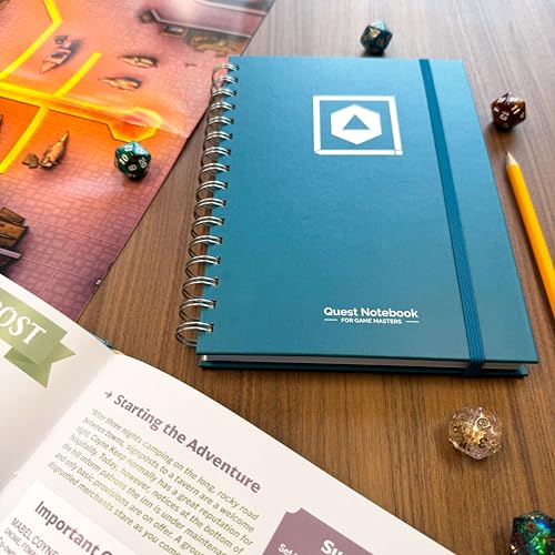 Roll & Play Press Game Master's Quest Notebook: 120 page, A5 hardback world-building journal for character, setting and plot notes, with lined, gridded and hex paper