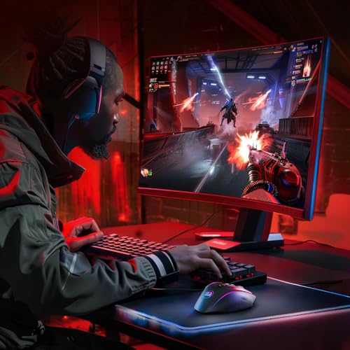 Redragon Wireless Gaming Mouse, MMO Gaming Mouse UP 16,000 DPI, 16 Macro Programmable Buttons, RGB Rechargeable with 12 Side Buttons, 70Hrs for PC Laptop MOBA FPS, M901P-KS - color: black