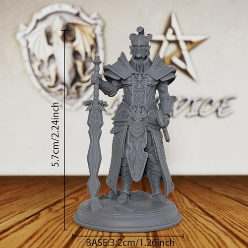 AUSPDICE Premium DND Miniatures for Tabletop RPG Game - Fantasy Minis Figurine for Dungeon Masters, 28mm Scale Unpainted TTRPG Figure for Role Playing - Elven Warrior King (AS226)