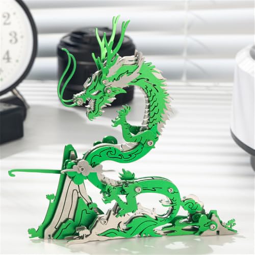 Chinese Dragon 3D Metal Jigsaw Puzzle, Green, 92 Pieces | DIY Games, Handmade Model Kits, Building Blocks Assembly, Gift for Adult - color: Chinese Dragon Green