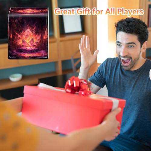 Card Deck Box, Card Storage Box Fits 100+ Single Sleeved Cards, Large Capacity PU Leather Card Storage Box with Strong Magnet for Magic Commander TCG/CCG, Magic Lotus - color: Magic Lotus