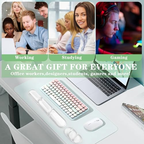 Keyboard and Mouse Wrist Rest, Silicone Gel Ergonomic Mouse Pad with Wrist Rest Set, Gaming Mousepad Arm Cushion Support for Computer Office Desk Accessories (Clear Gel White Set - 2) - color: Clear Gel White Set - 2