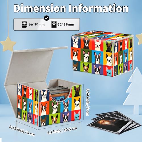 for MTG Commander Deck Box,Card Deck Box for Trading Yugioh MTG,Fits 100 Double Sleeved Cards,PU Leather Strong Magnet Case for Magic Commander TCG CCG,Cute Dog Cartoon - color: Cute Dog Cartoon