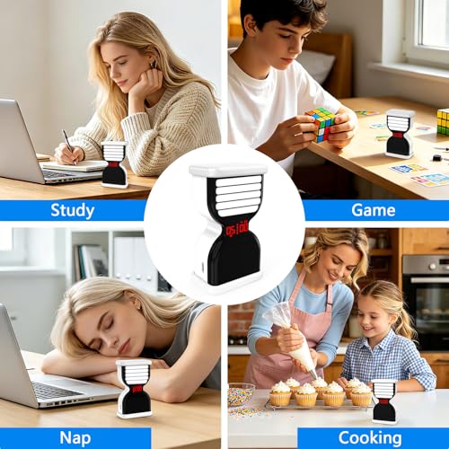 Digital Hourglass Timer, Sand Timer Rechargeable Visual Pomodoro Timers with On/Off Alarm Volume & LED Display, Desk Flip Timer for Study,Work, Kitchen (White) - color: White