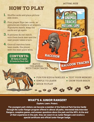 Masterpieces Jr Ranger - Animal Tracks Matching Game - Fun Family Entertainment for Kids and Adults - Educational, Engaging, and Perfect for Game Night, Classroom Activities, and Interactive Play - style: Jr Ranger Animal Tracks