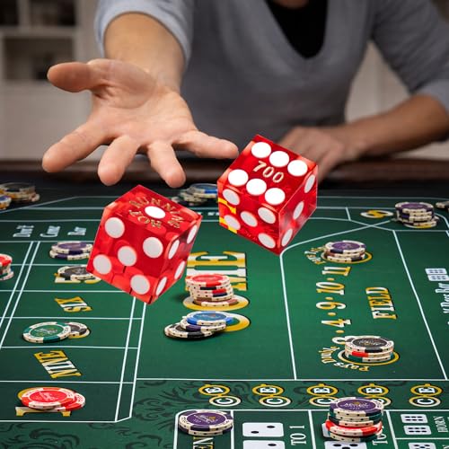 70" x 35" Craps Tabletop Mat Set with 5 Grade AAA 19mm Casino Dice & On/Off Button Crap Game Layout for Home Entertainment Non-Slip Water-Resistant Portable Crap Mat with Zippered Bag (70 X 35 IN)
