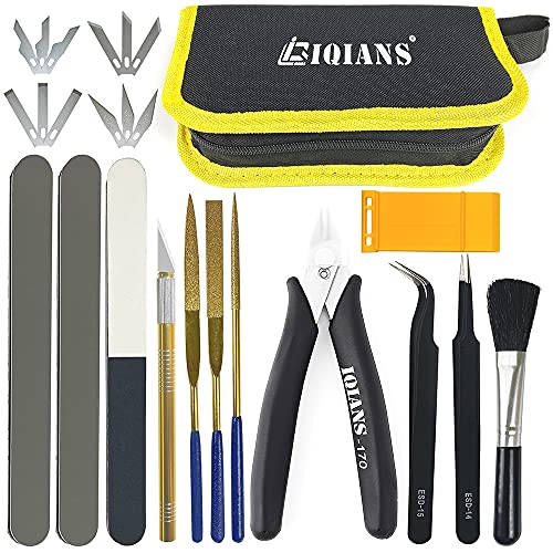 17 PCS Gundam Model Tool Kit Hobby Building Tools Craft Set Gunpla Basic Model Tool Kit in Canvas Bag for Plastic Model Kits, Car Airplane Models, Miniatures, Model Building Repairing & Fixing