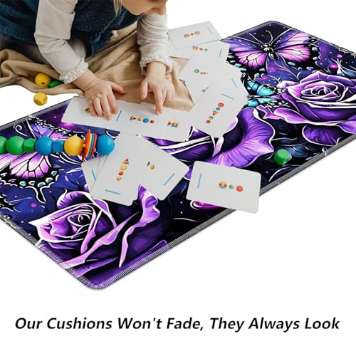 Purple Rose and Butterflies for MTG & TCG Playmat Mouse Pad,BFDHGQZC 24" x 14" Game Mat for MTG/RPG/CCG Trading Card Game Playmats Table Mat Perfect for Card Games Video Games Computer Office - color: Purple Rose and Butterflies