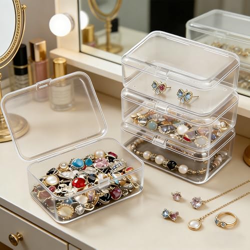 4 Pack Clear Plastic Card Deck Box Playing Card Storage Cases Blank Deck Boxes, Standard Size Holders for Game Cards Trading Cards and Small Accessories Home Organization