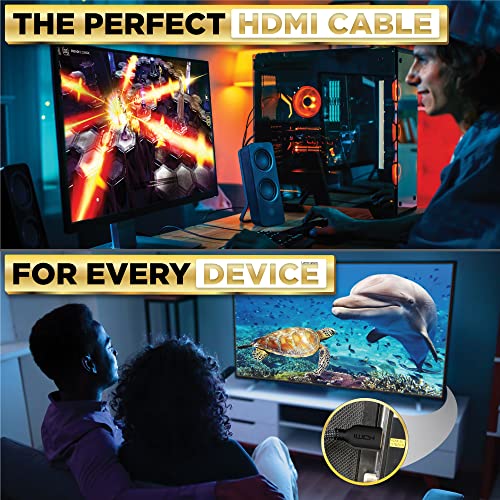 PowerBear 4K Long HDMI Cable 40 ft | High Speed, Braided Nylon & Gold Connectors, 4K @ 60Hz, Ultra HD, 2K, 1080P, ARC & CL3 Rated | for Laptop, Monitor, PS5, PS4, Xbox One, Fire TV, Apple TV - size: 40ft
