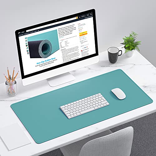 Dapesuom Large Gaming Mouse Pad, Extended Mouse Mat with Stitched Edges, Full Size Keyboard Pad with Non-Slip Base, Big XXL Computer Desk Mats for Gamer, Laptop, Office, 31.5 x 15.7in, Green - color: Malachite Green, size: 31.5L x 15.7W inches