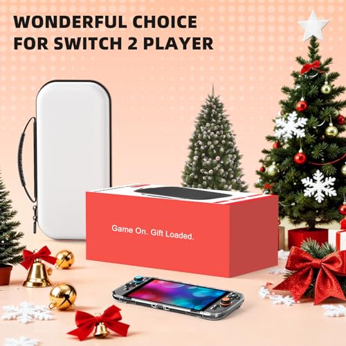 Switch 2 Accessories Bundle, 30-in-1 Kit for Nintendo Switch 2, White | Carrying Case, Controller Charger Dock, Grips for JoyCon, Steering Wheels, Wrist &Leg Strap, Switch 2 Console Protective Case - color: White (30Pcs)