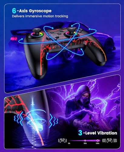 Switch 2 Controller Compatible with Nintendo Switch 2/Switch/OLED/Lite - Hall Effect Joystick & Trigger - 7 Color RGB Wireless Pro Controller with Charging Dock, Macros, Turbo, KeyLinker App - Pumpkin - color: Pumpkin with Charging Station