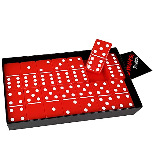 OMURA Games | Acrylic Double 6 Jumbo Dominoes Set (Glossy Red) - color: Glossy Red