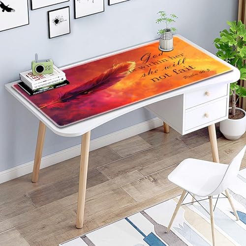 for MTG Playmat Non-Slip Rubber Play Mat with Storage Bag Combination, Ideal for Card Game Lovers TCG Play Mat, Feather Psalm46:5 - color: Feather Psalm46:5