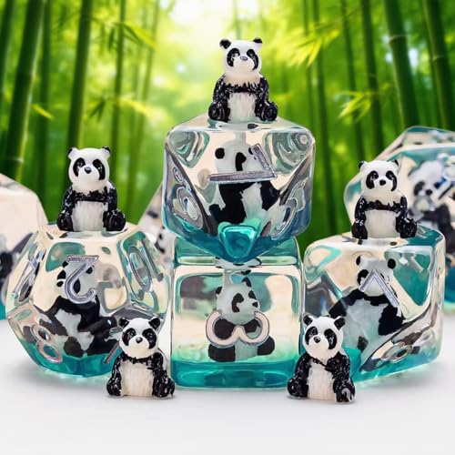 Panda Resin D&D Dice Set, 7-Piece DND Polyhedral Dice (D4, D6, D8, D10, D12, D20, D%) Dungeons and Dragons Dice Set - color: Panda