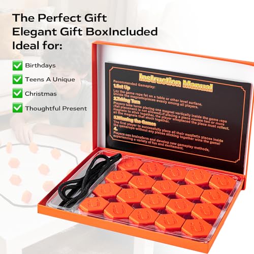 20-Piece Magnetic Chess Game | Textured Stones & Rope, Strategic Standing Play for Kids & Adults, Family, Party, Travel & Camping, Puzzle Strategy Games