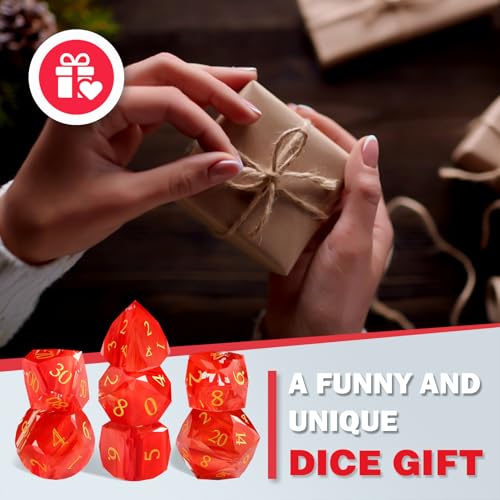 7-Piece Diamond Cut Dice Set D&D Set for Dungeons and Dragons, RPG, Tabletop Games, remium Gift Box & Durable Design - color: Ls-7