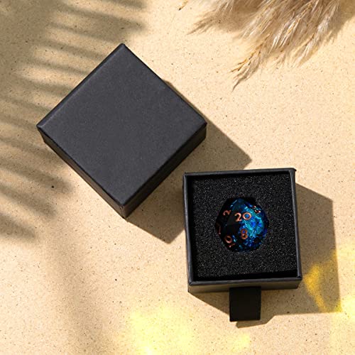 Single D20 Dice - 22mm, 20 Sided D&D Dice for Dungeons and Dragons, DND Dice with Resin Sharp Edge, Handmade Polyhedral for RPG, Roleplaying Games MTG Table Games(Blue Red) - color: D20-blud Red