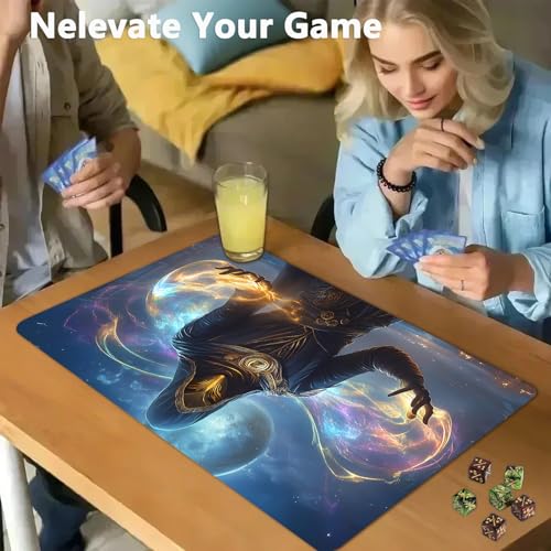 for MTG Game Playmat - 24 x 14 inches with Dices and Storage Bags, Non-Slip Base for TCG and Board Game Card Mats, Trading Card Games Mat, Mysterious Wizard Pattern Collectible Card Playmats - color: Jv-playmat-p7-1-g184