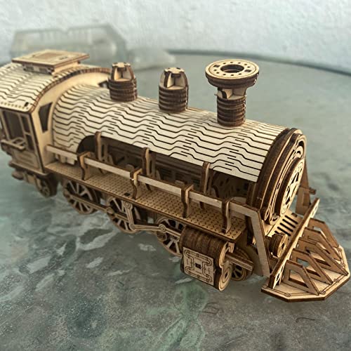 Express Train - DIY 3D Wooden Puzzle Model Kit - Laser Cut Wooden Puzzle Craft Kit, Brain Teaser Educational Building Model Toy for Kids -Mechanical Train Model Kits