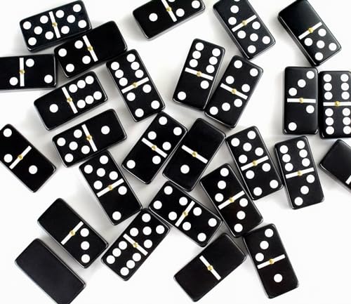 Bucher&Rossini Dominoes Set Double 6 - Classic Black Domino's Game Set for Adults and Kids Idea Gift Present for Domino Players or Family Game Night (Black Tiles) - color: Black New - Double 6