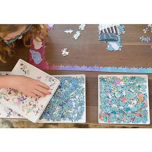 8 Puzzle Sorting Trays with Lid 8" x 8" with Mover Card Hold Up to 1000 Pieces Space Saver Gift for Puzzle Lover