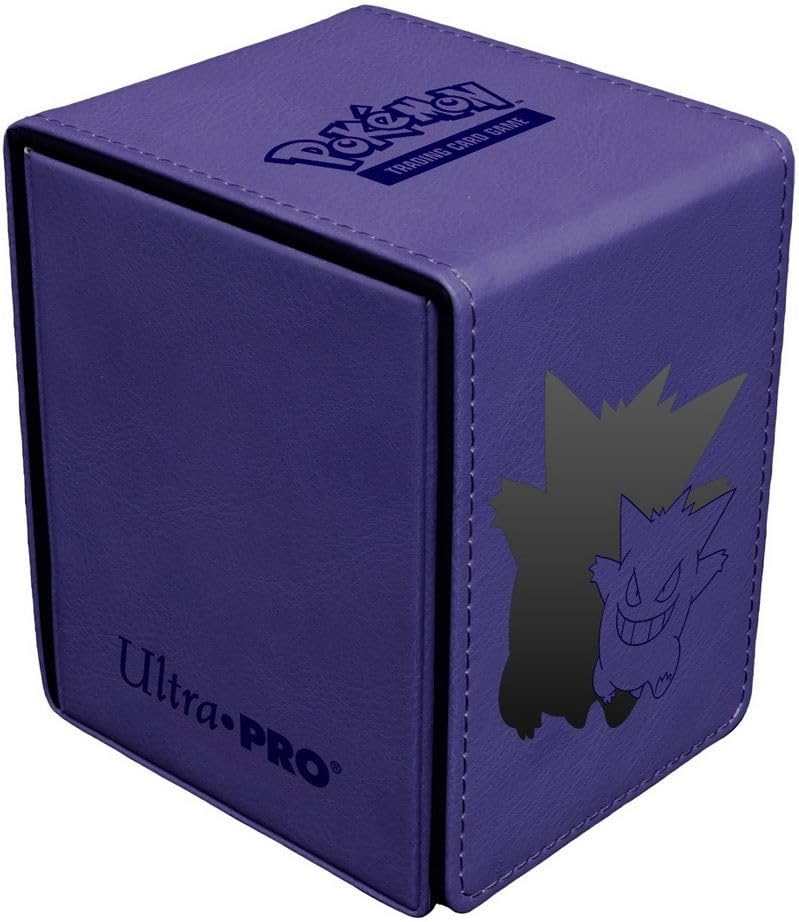 Ultra PRO - Gengar Premium Alcove Flip Deck Box for Pokémon TCG | Holds 100+ Double-Sleeved Cards, Debossed Leatherette Case with Magnetic Closure & Foil Detailing