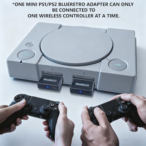 Wireless Controller Adapter for PS2/PS1 PS One, Mini Adapter Compatible with PS5/PS4/PS3, Series X/S, Switch Pro Bluetooth Controllers,Firmware Upgrade, Dual-Mode BT, Keymap Configuration Supported