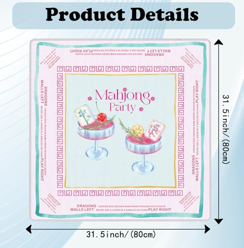 Pink Chinoiserie Mahjong Mat 31.5" x 31.5", Grandmillennial Pink Cocktail Non-Slip Noise Reduction Mahjong Table Cover Accessories and Supplies for Dominoes Poker Card Board and Tile Games Gifts - color: Pink Mahjong Mat Chinoiserie