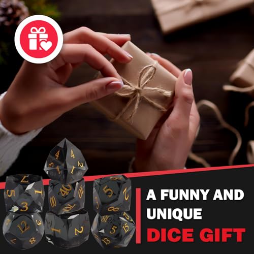 Crystal Polyhedral Dice Set for DND (7-Piece) - Hand-Polished Gemstone Gaming Dice for Dungeons and Dragons & Tabletop RPGs, with Gift Case - color: Sj-006