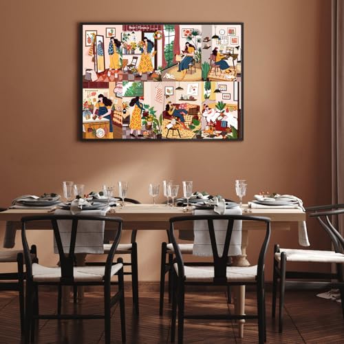 1000 Piece Puzzles for Adults,Relaxing Day Jigsaw Puzzle 1000 Pieces for Adults Seniors,Challenging Family Games Holiday Party Gifts -1:1 Poster Interlock Perfectly Letter on Back - color: Relaxing Day